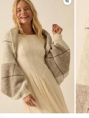 Promesa Across the Board Argyle Knit Shrug Cardigan oatmeal color